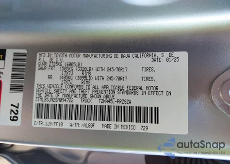 2025 Toyota Tacoma Sr5 4Wd из США, поврежденный, VIN 3TMLB5JN2SM094722